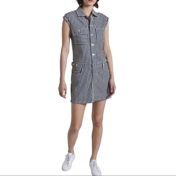 Current/Elliott Stripped Sleeveless Jumpsuit - Picture 1 of 9